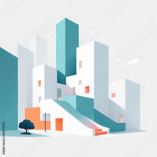 city with low poly and skyscrapers. city with low poly and skyscrapers. 3d rendering of the white building
