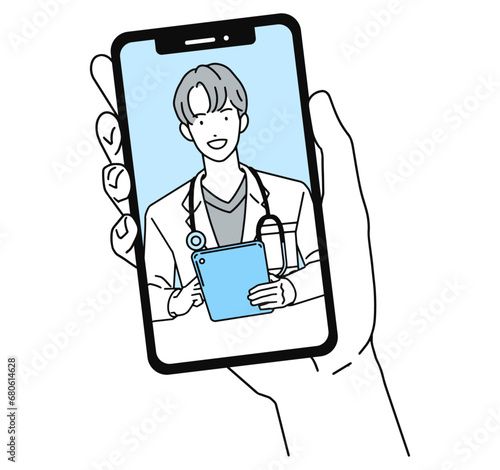スマートフォンでオンライン診療を受信するイメージ