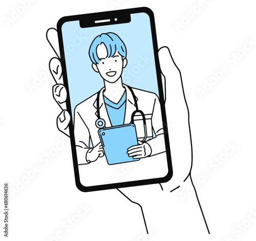 スマートフォンでオンライン診療を受信するイメージ