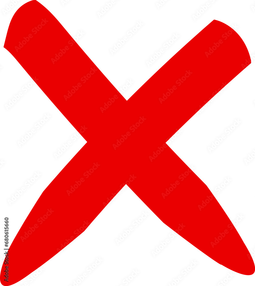Fototapeta premium Red cross sign icon. Wrong mark stock icon. Red cross X symbol. Grunge X icon.