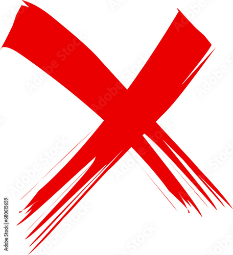 Red cross sign icon. Wrong mark stock icon. Red cross X symbol. Grunge X icon.