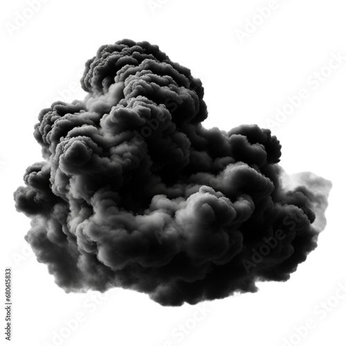 Black Smoke Cloud Isolated on Transparent Background