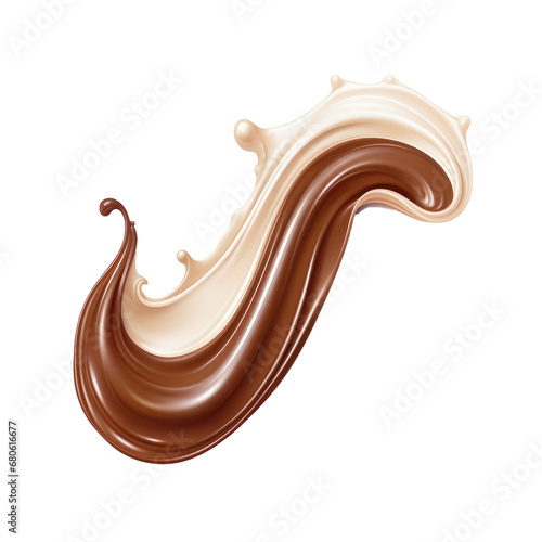 Splash of melted chocolate isolated on white background