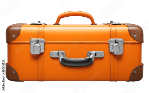 Orange Suitcase Travel Isolated on Transparent Background