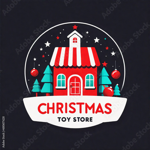 Christmas toy store logo design. Generative AI