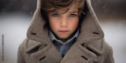 Obraz na plátne Formal portrait of a boy in winter attire.