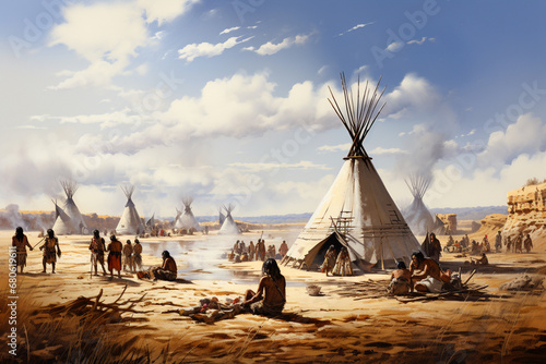 Zelte im Lager - das Leben der nordamerikanischen Indianer