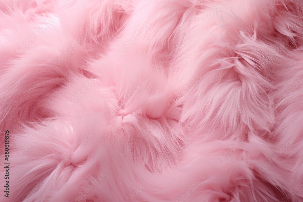 Soft pink faux fur texture closeup for fashion and interiors. Texture and material.