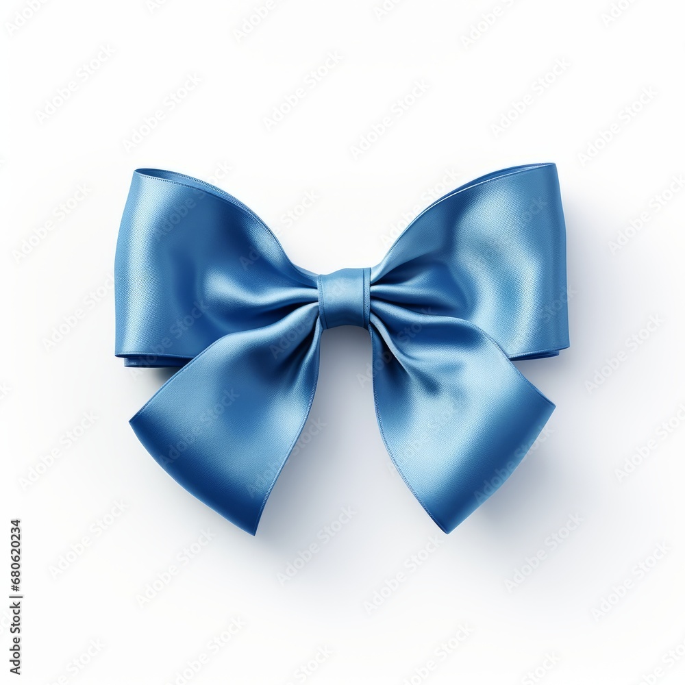 Blue bow on a white isolated background. Bow for gift wrapping