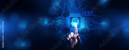 Deep learning AI artificial intelligence neural networks modern technology concept.