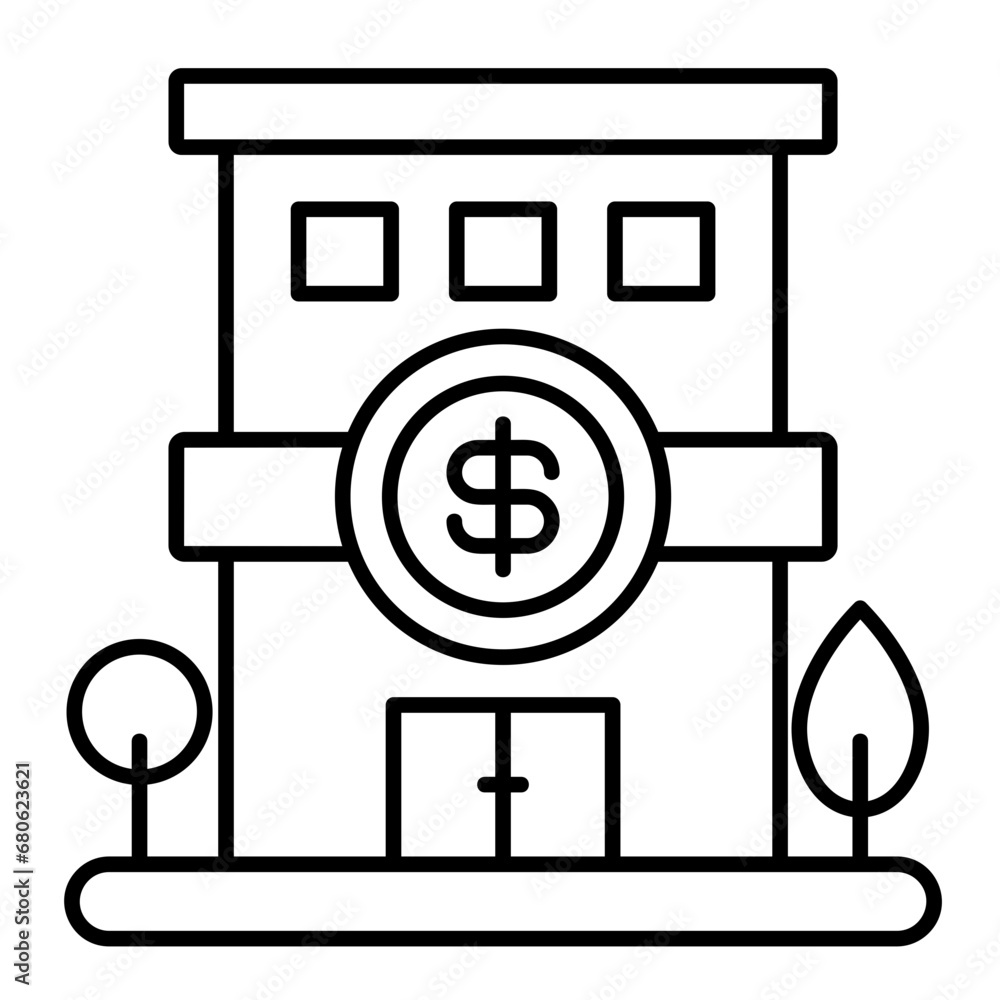 Bank line icon illustration vector graphic Bank line icon illustration vector graphic