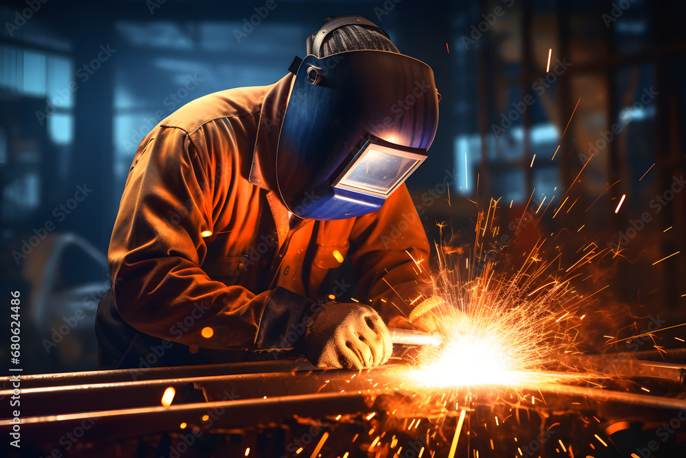Skilled Welder Crafting Metalwork - Generative AI Skilled Welder Crafting Metalwork - Generative AI