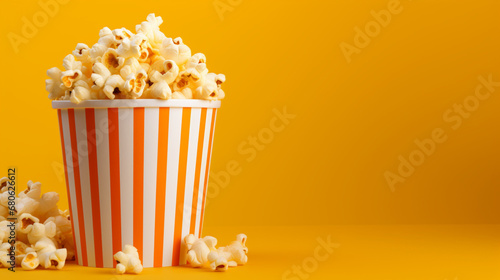 popcorn in a bucket on yellow isolated background © Love Mohammad