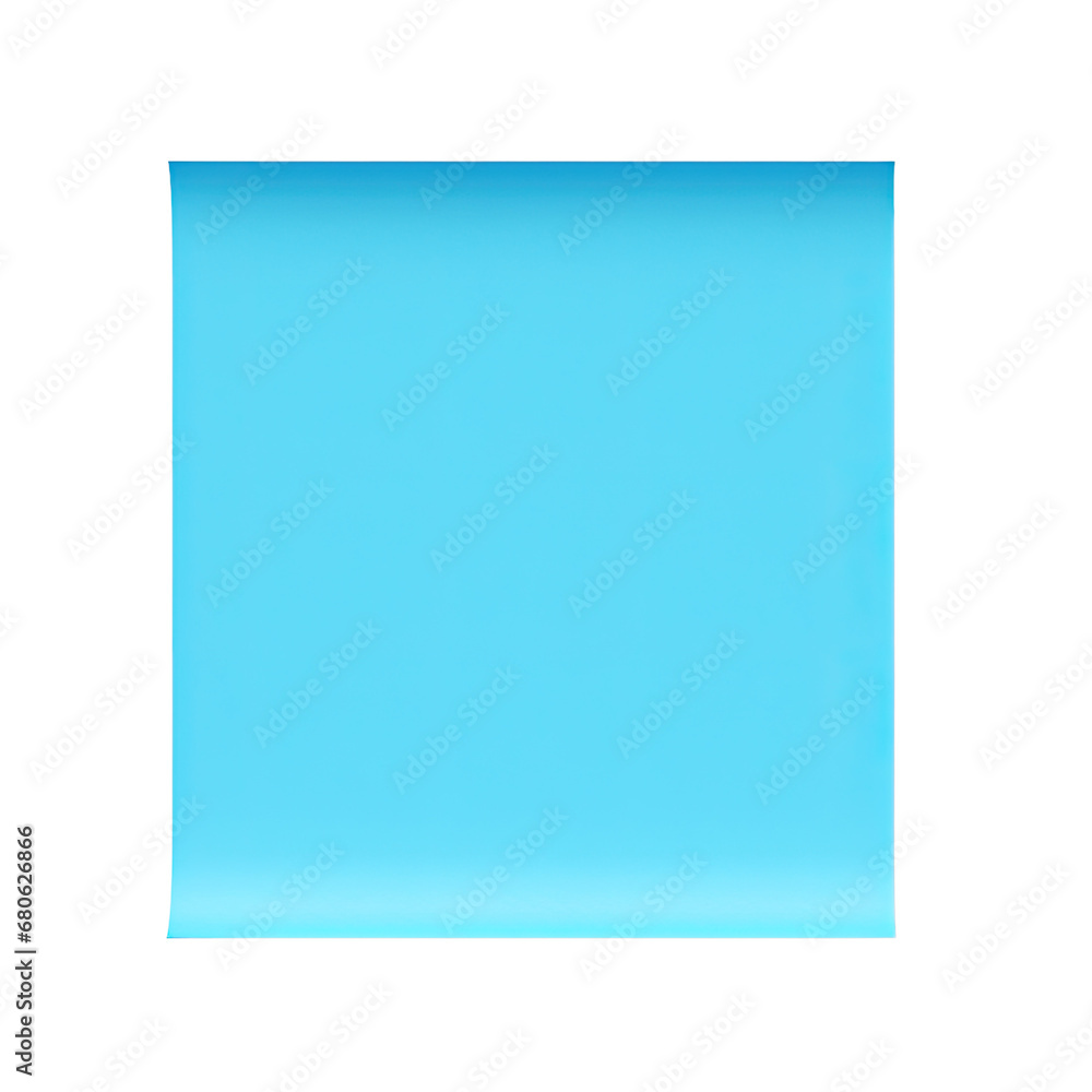 Blue stick note on isolated on transparent background, PNG file