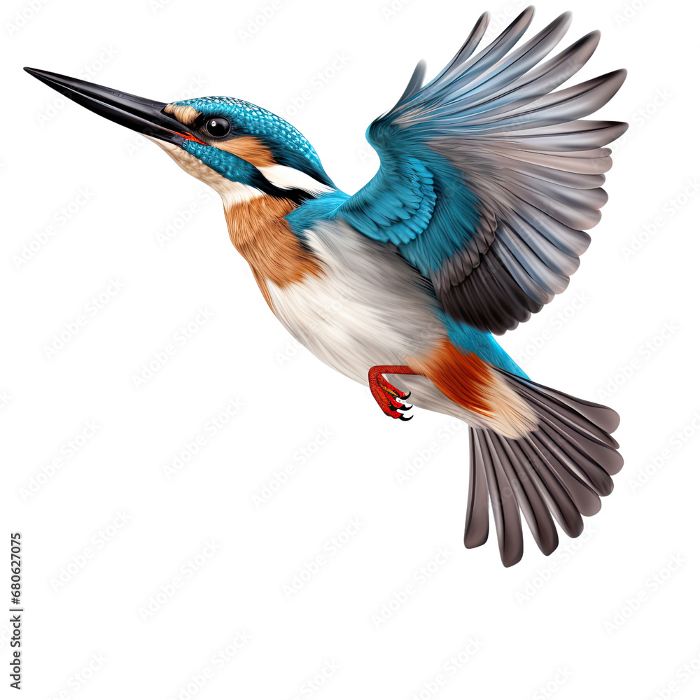 Obraz premium Flying kingfisher isolated transparent background, PNG file