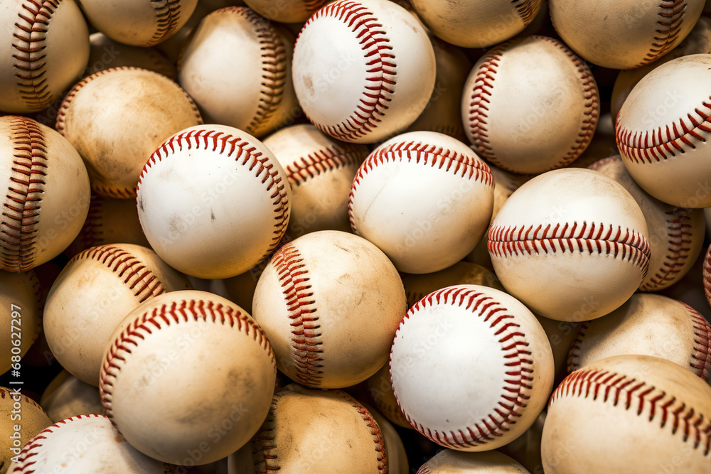 A pile of baseballs. Generative Ai A pile of baseballs. Generative Ai