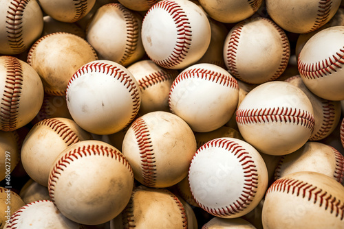 A pile of baseballs. Generative Ai