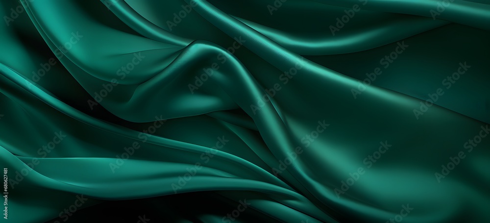 Fototapeta premium a close up of a green satin fabric Generative AI