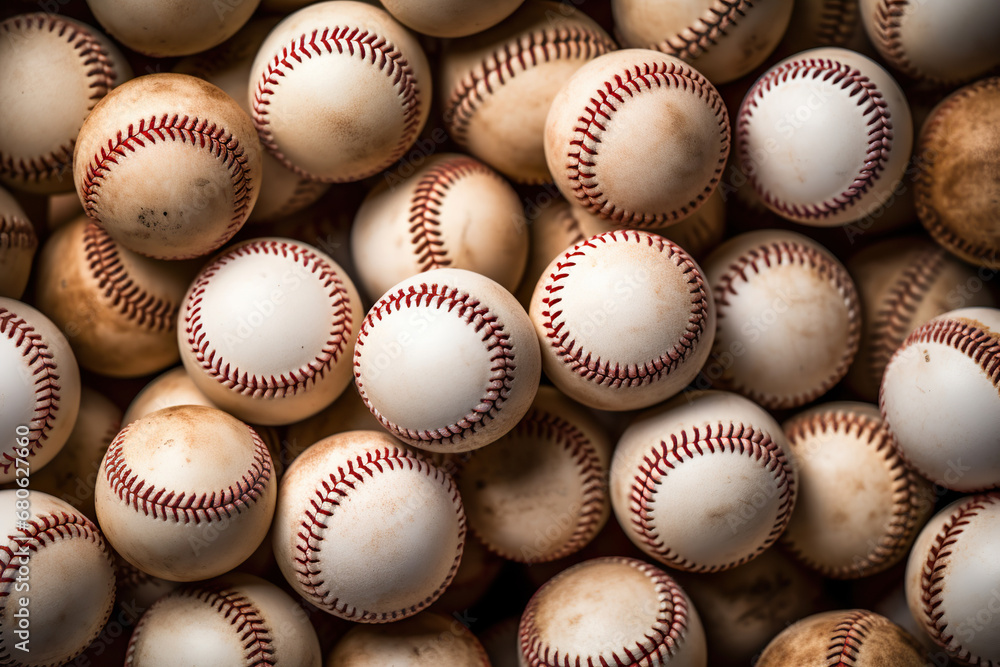 A pile of baseballs. Generative Ai A pile of baseballs. Generative Ai