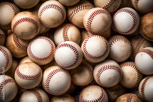 A pile of baseballs. Generative Ai photo