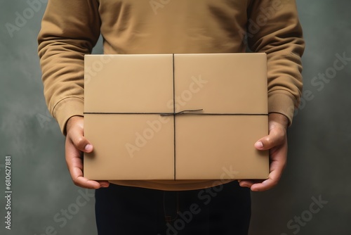 a close up of a person holding a box Generative AI © Bipul Kumar