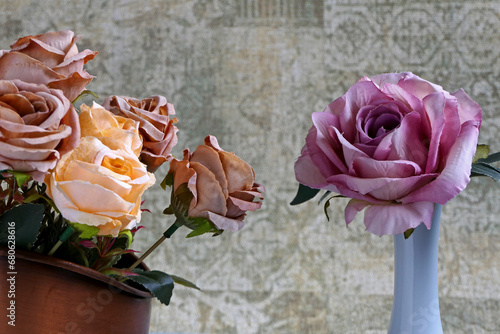 Still life photography with artificial roses