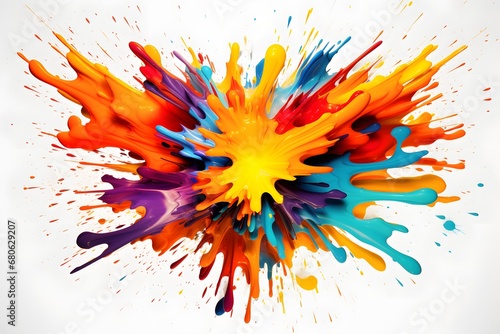 a colorful explosion of paint on a white background Generative AI photo
