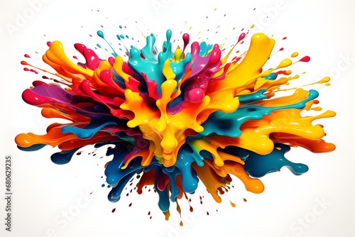 a colorful explosion of paint on a white background Generative AI