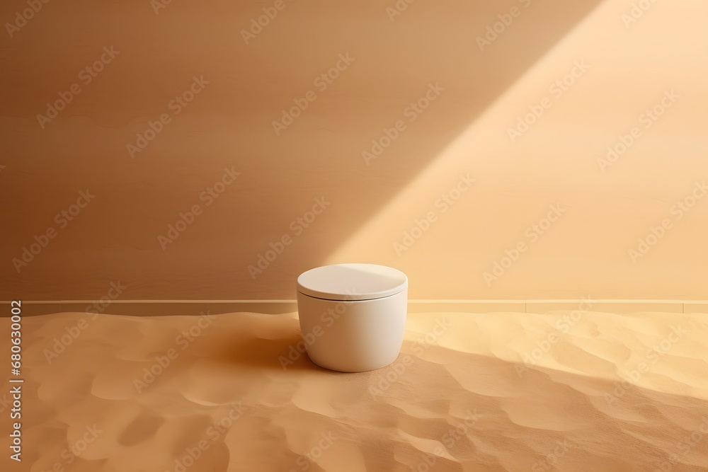 a white toilet sitting on top of a sandy floor Generative AI a white toilet sitting on top of a sandy floor Generative AI