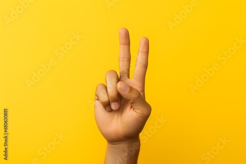a person making a peace sign with their fingers Generative AI photo