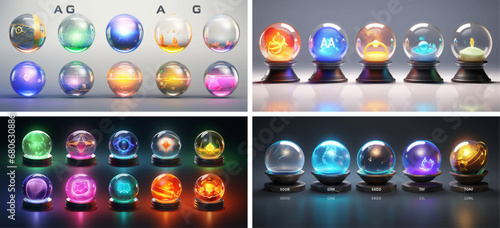 sphere glass light ball crystal magical globe shiny transparent white round background  