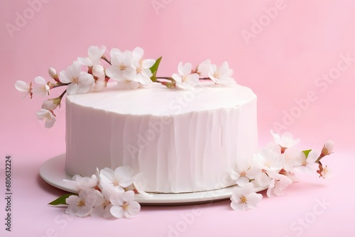 a white cake sitting on top of a white plate Generative AI