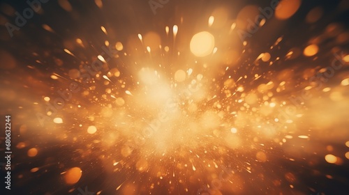 Exploding of golden firework sparklers light with blurry light background
