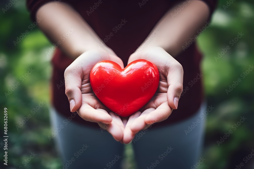 a person holding a red heart in their hands Generative AI a person holding a red heart in their hands Generative AI