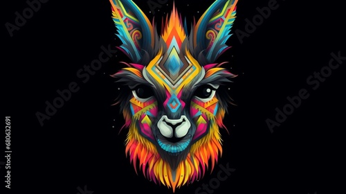 a hip colorful Llama head design with a futuristic.Generative AI © shuvodesign