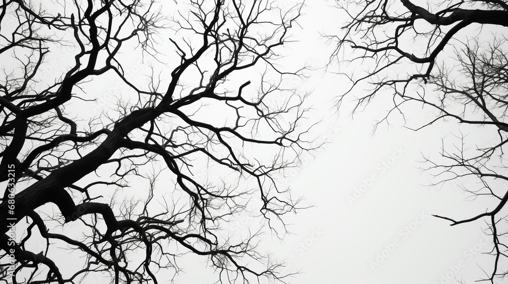 Obraz premium bare trees silhouettes on gray sky 