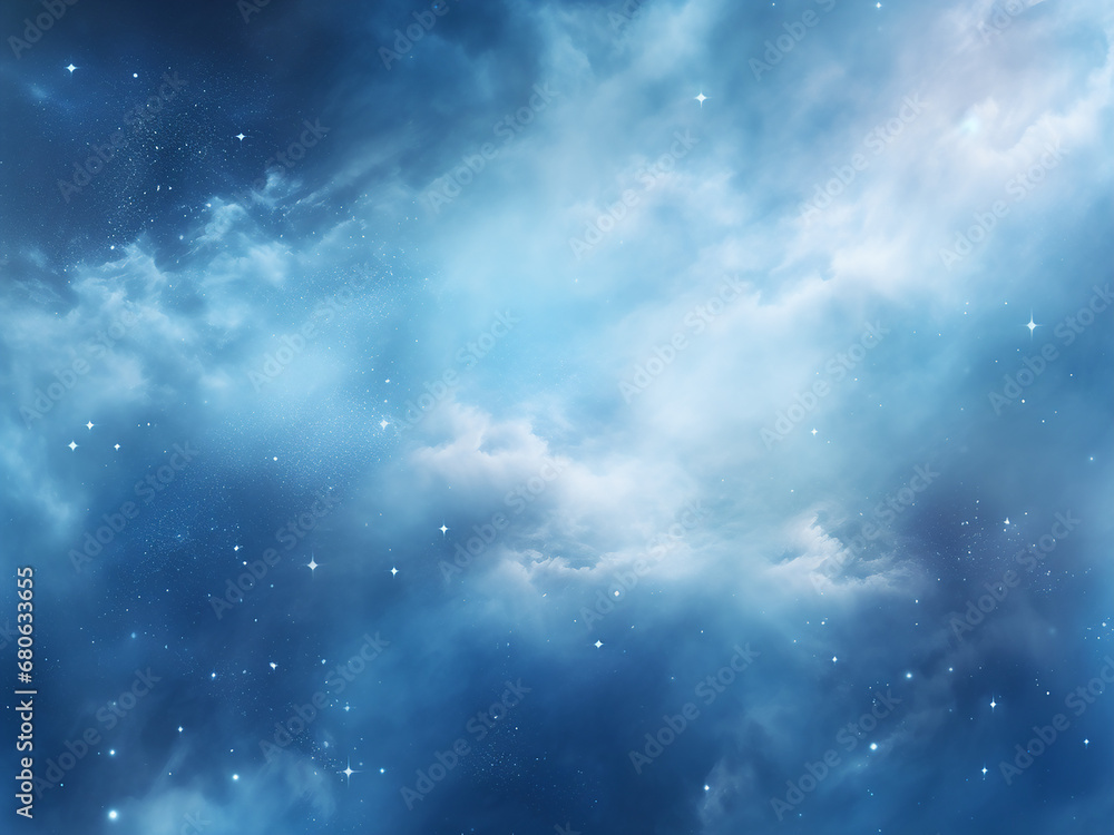 Cosmic nebulae blue shining in the cosmos. AI Generation.