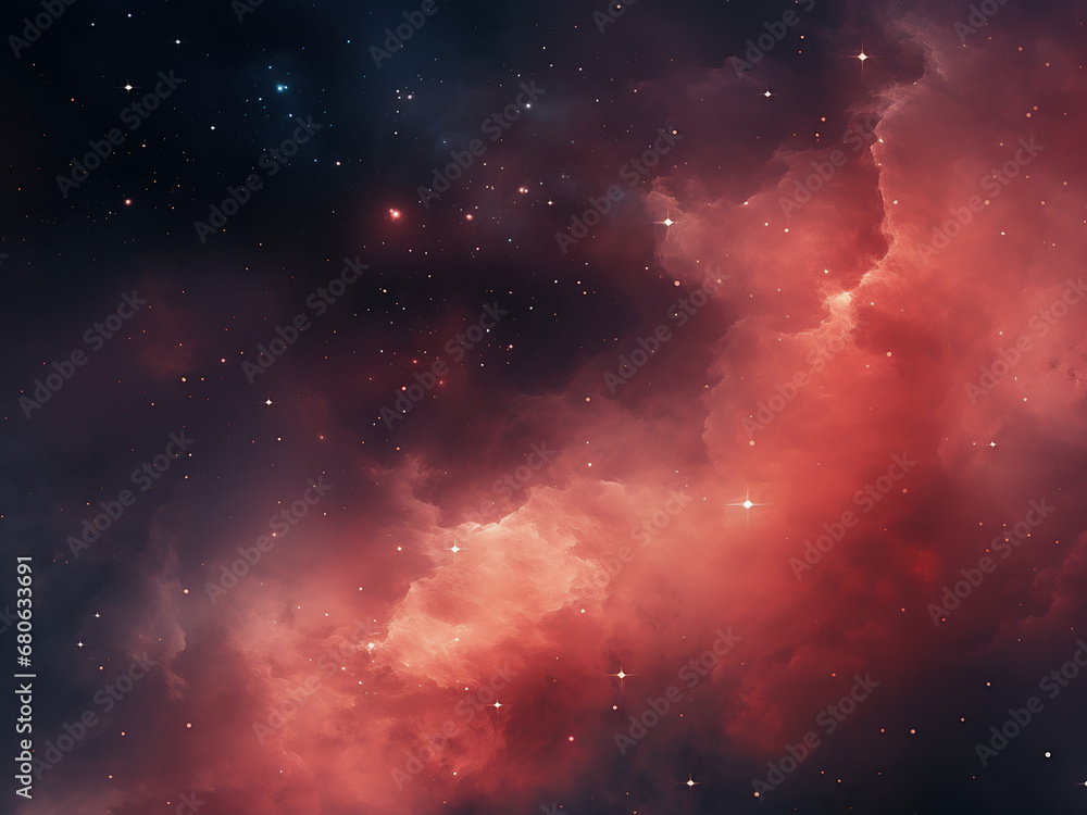 Obraz premium Cosmic nebulae red dance across the universe. AI Generation.