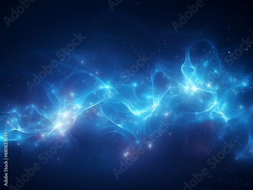 Cosmic nebulae blue dancing in the galaxy. AI Generation.
