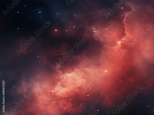 Cosmic nebulae red dance across the universe. AI Generation.
