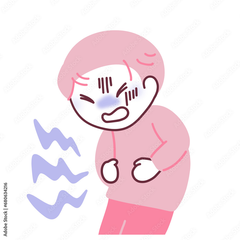 腹痛で苦しむ男性のイラスト 腹痛で苦しむ男性のイラスト