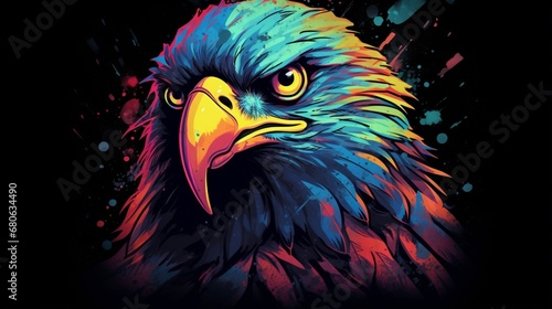 An eagle t-shirt design capturing a moment of hunting.Generative AI