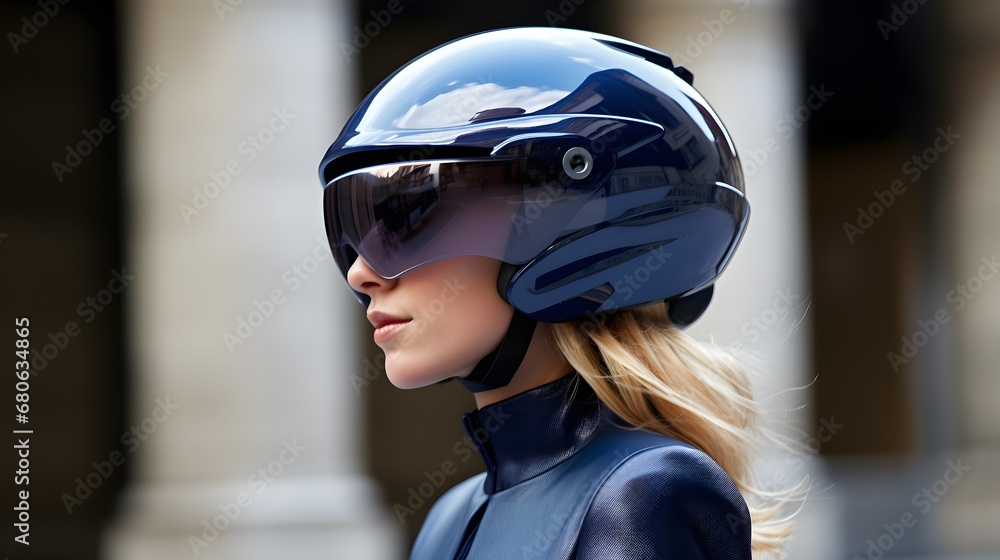 a close up of a person wearing a helmet Generative AI a close up of a person wearing a helmet Generative AI