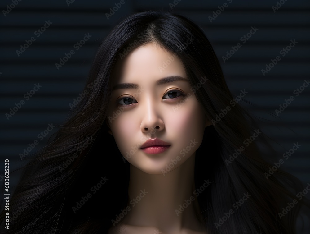 Fototapeta premium a close up of a woman with long hair Generative AI