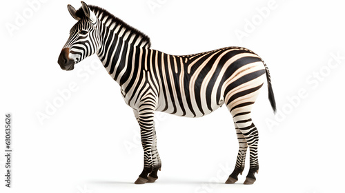 Portrait of zebra on white background