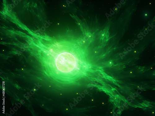 Stunning Solar Storm Green amid the cosmos. AI Generation.