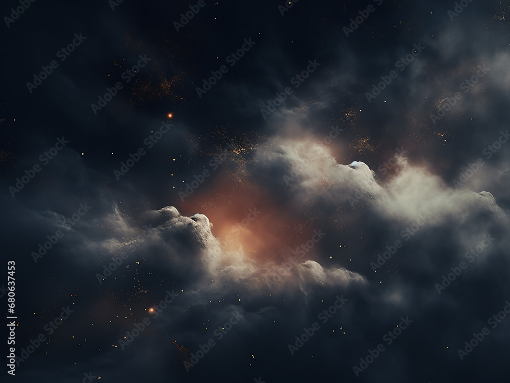 Intriguing dark space clouds in the galaxy. AI Generation.