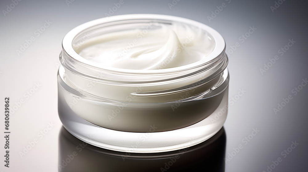 Skincare cosmetics cream jar product with texture background with copy space Skincare cosmetics cream jar product with texture background with copy space