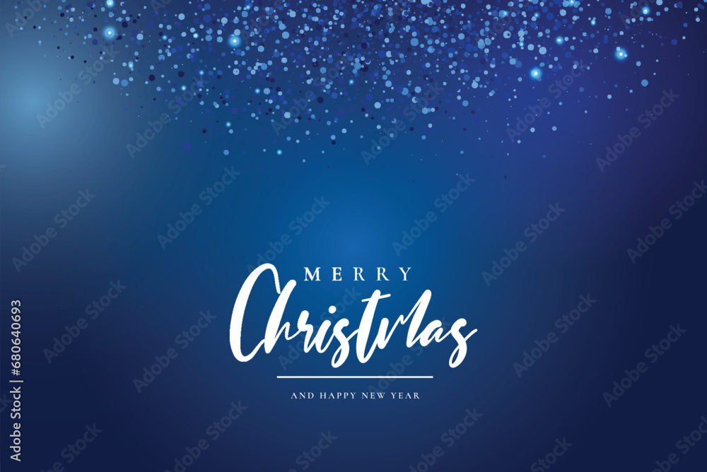 merry christmas happy new year background with bokeh vector design illustration