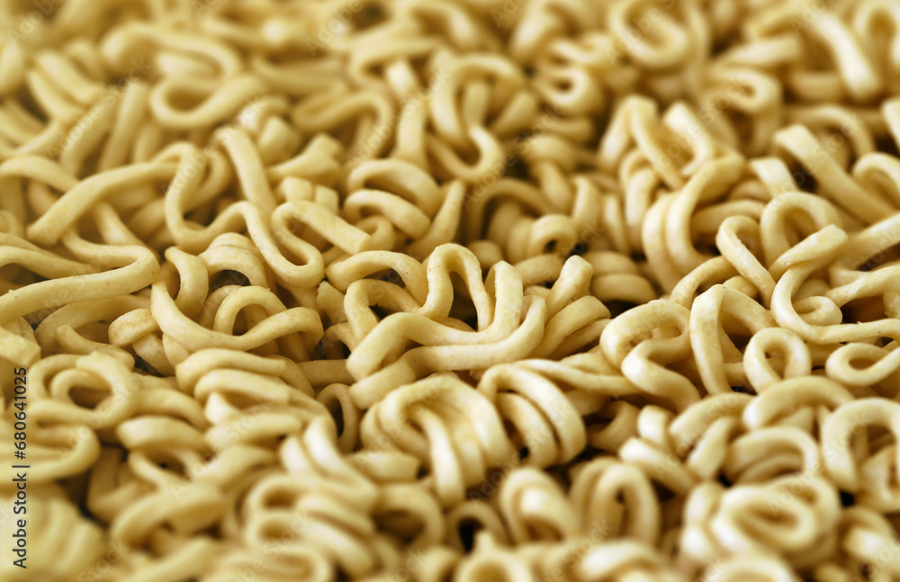 Traditional asian instant noodles texture for background close up. Japanese dry food